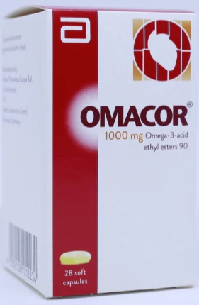 รูปภาพของ ABBOTT OMACOR Omega-3-acid ethyl esters 90 1000mg 28softgel โอมาคอร์ โอเมก้า 3 น้ำมันปลาพรีเมี่ยม